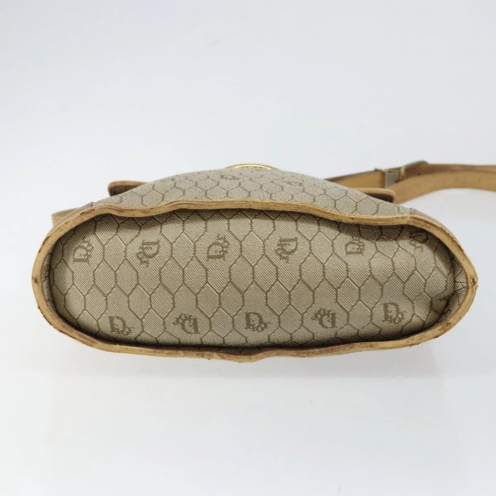 Christian Dior Honeycomb Canvas Shoulder Bag PVC Leather Beige Gold Auth ar13753 - Picture 6 of 16
